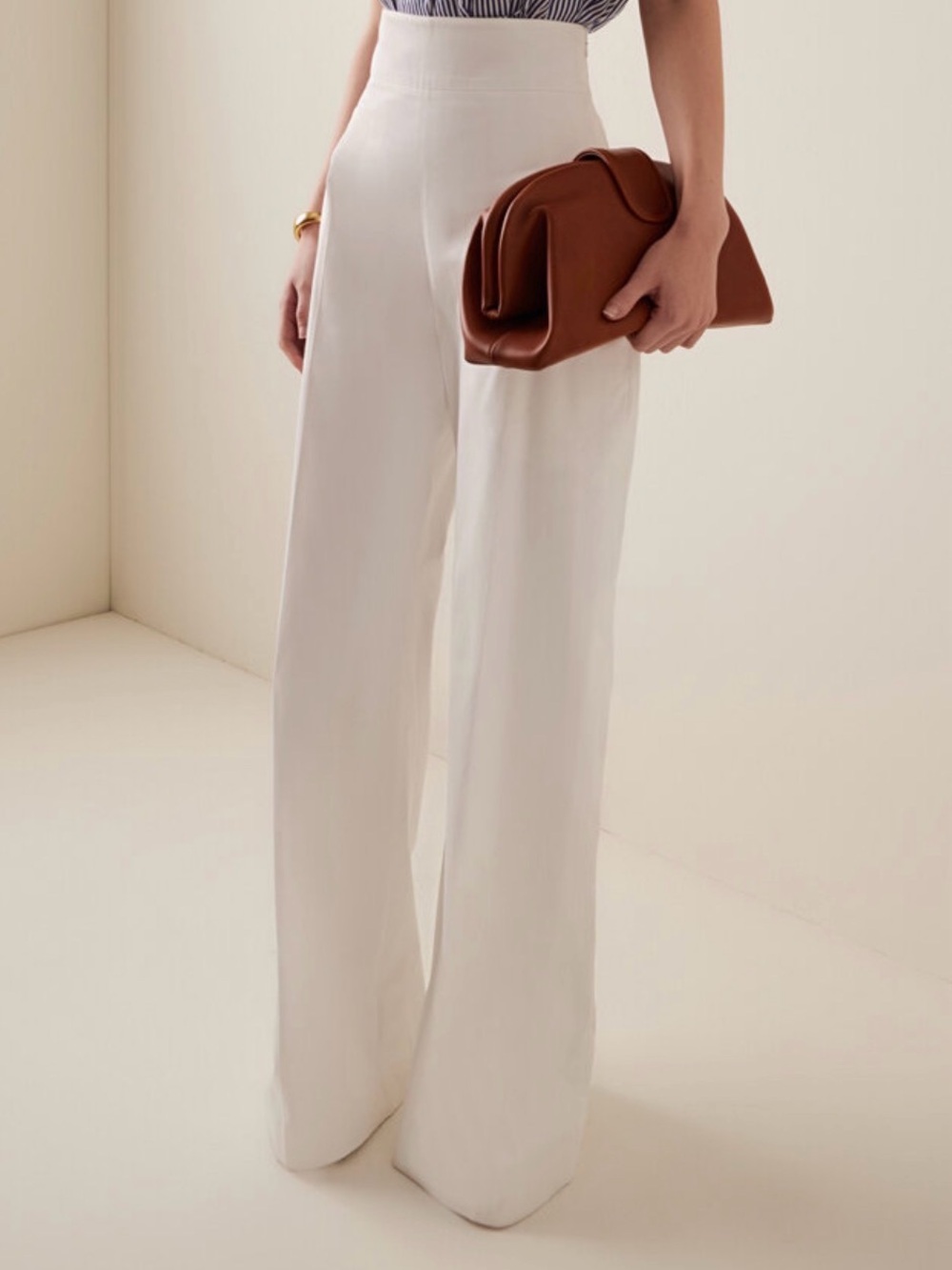 Carolina Herrera High-Waist Wide-Leg Cream Trousers Carolina Herrera BNWT